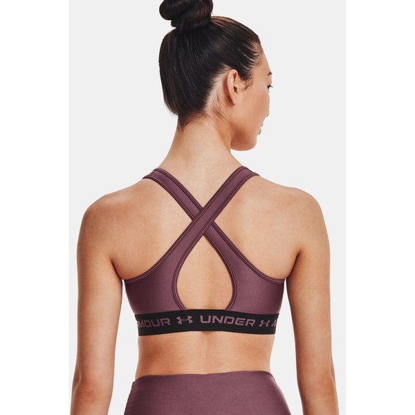 Biustonosz sportowy damski Crossback Mid Bra Under Armour - plum