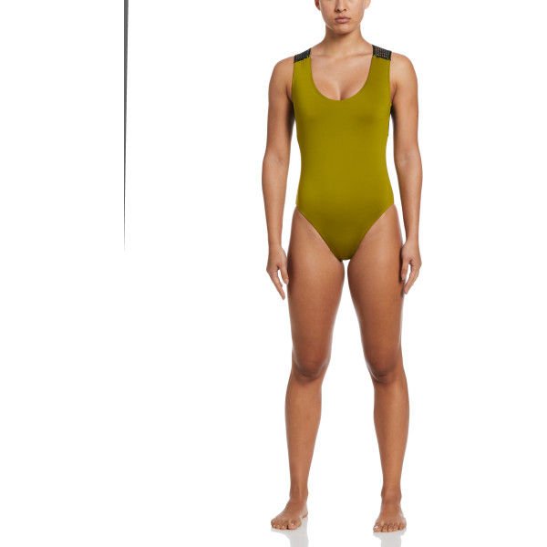 Strój kąpielowy damski Wild Keyhole Back Nike Swim - zielony