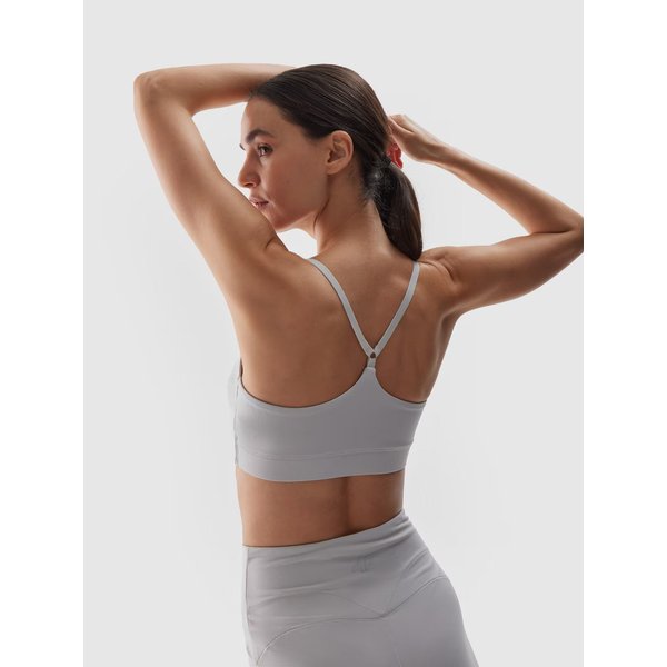 Biustonosz sportowy damski USBAF143 4F - chłodny jasny szary
