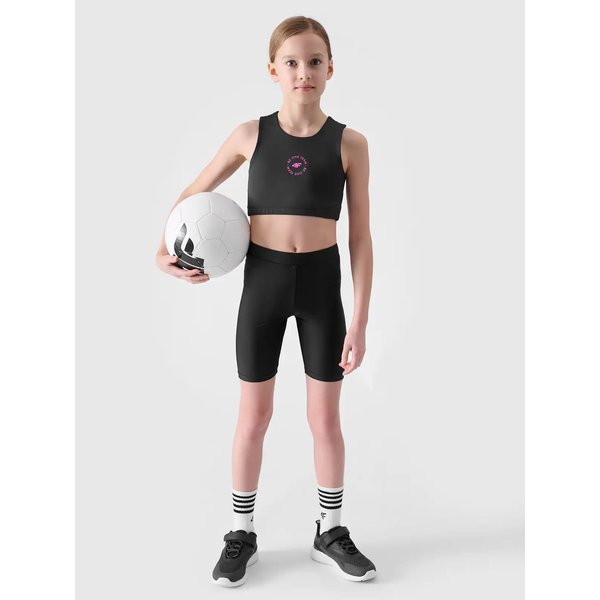 Biustonosz sportowy dziewczęcy USBAF148 4F - głęboka czerń