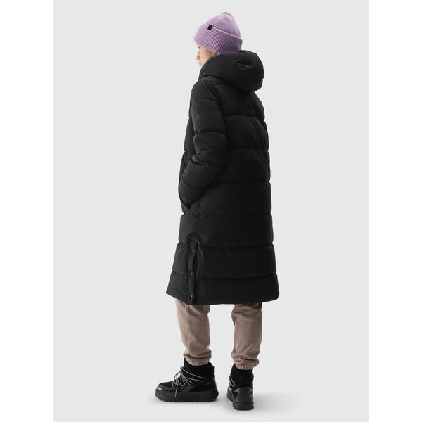 Płaszcz puchowy damski TDJAF476 4F - głęboka czerń