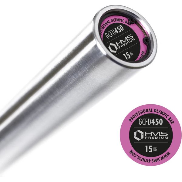 Gryf olimpijski prosty 201cm 50mm GCFD450 z zaciskami ZG1000 HMS Premium