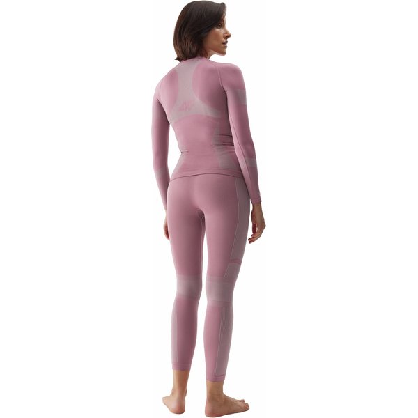 Legginsy bezszwowe damskie 4FAW23USEAF116 4F - ciemny róż