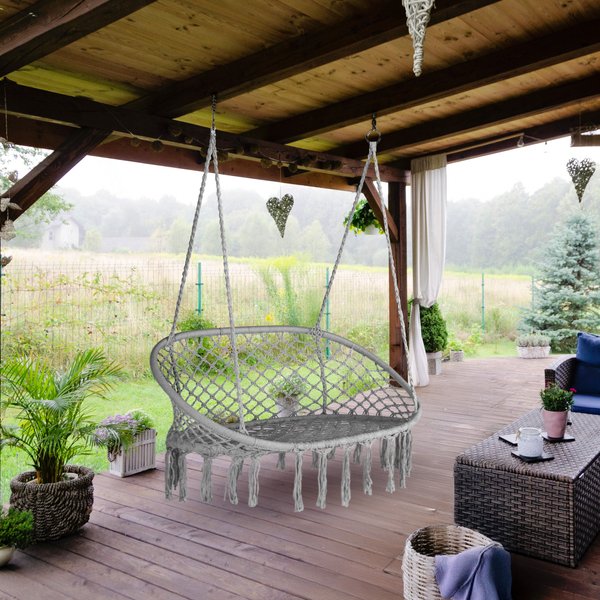 Huśtawka wisząca podwójna Boho Outtec - szara