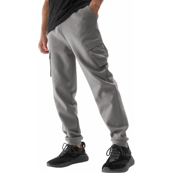 Spodnie męskie cargo 4FAW23TTROM446 4F - szary