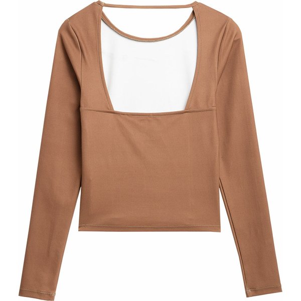 Longsleeve damski 4FAW23TLONF166 4F - brąz