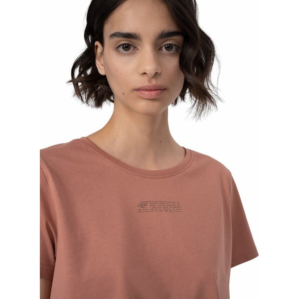 Koszulka crop-top damski 4FSS23TTSHF333 4F - łososiowy