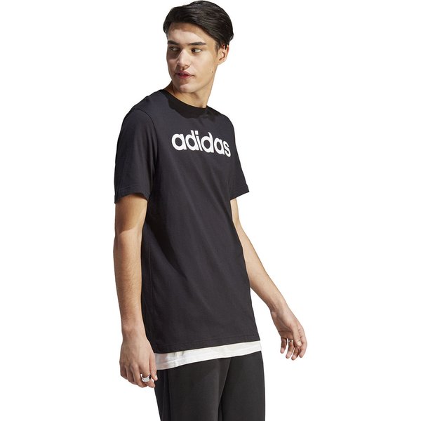 Koszulka męska Essentials Single Jersey Linear Embroidered Logo Tee Adidas - czarna