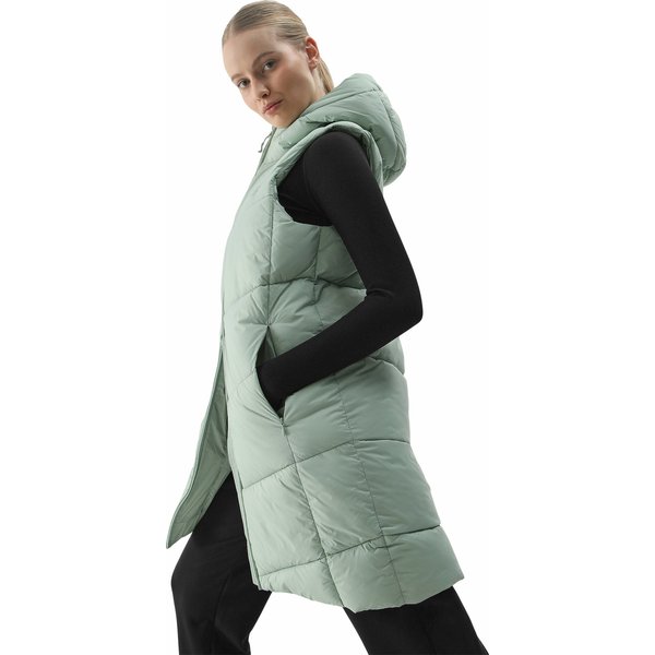 Kamizelka puchowa damska 4FWSS24TVJAF114 4F - jasna zieleń