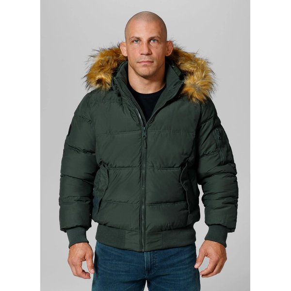 Kurtka męska Burnt Quilted Hooded Jacket Pitbull West Coast - Dark Olive