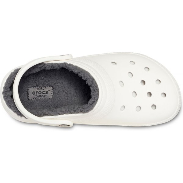 Chodaki Classic Fuzz-Lined Clog Crocs - white grey