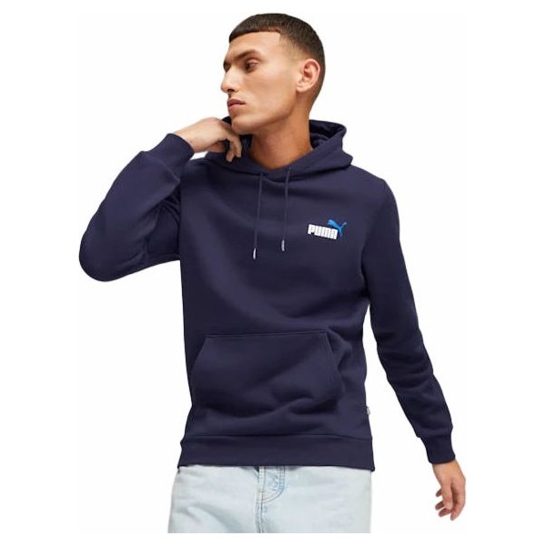 Bluza męska ESS+2 Small Logo Hoodie Puma - granatowa