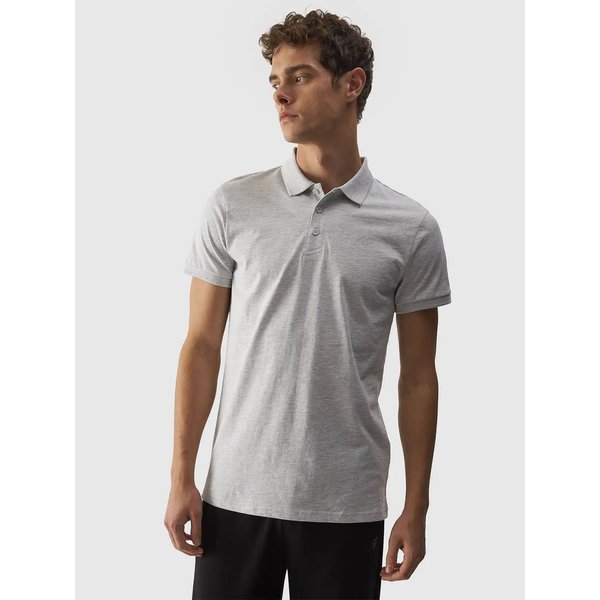 Koszulka męska polo 4FWMM00TPTSM316 4F - chłodny jasny szary melanż