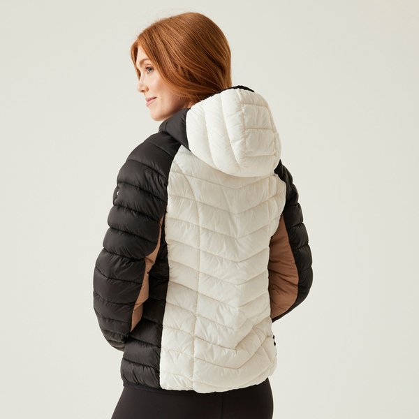 Kurtka puchowa damska Women'S Hooded Dalent Regatta - black/blanc de blanc