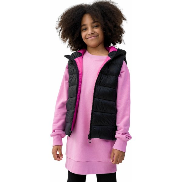 Kamizelka puchowa dziewczęca 4FJWSS24TVJAF080 4F - czarny