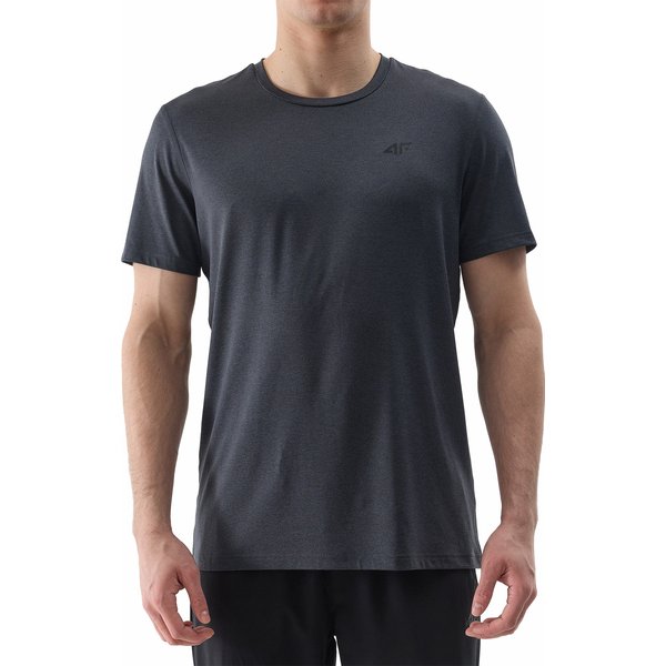 Koszulka męska 4FWSS24TFTSM599 4F - głęboka czerń melanż