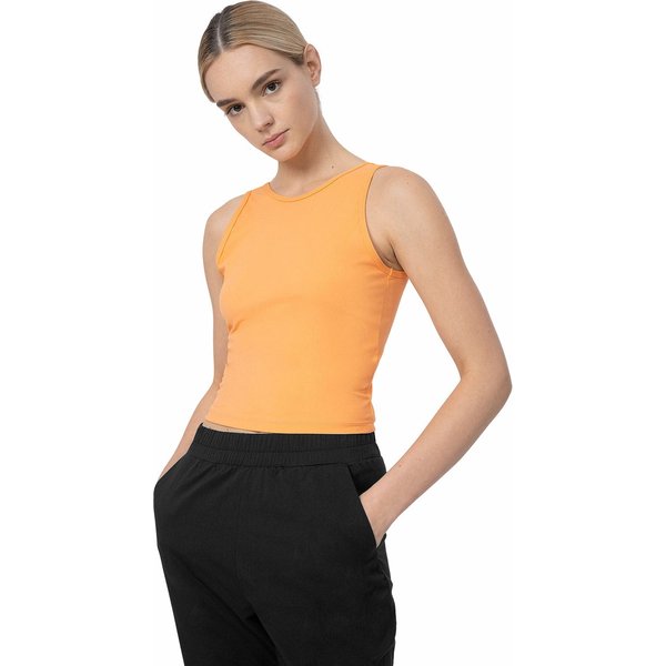 Bezrękawnik, crop-top damski 4FSS23TTSHF716 4F - pomarańczowy