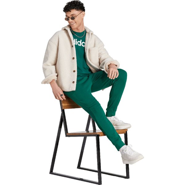 Koszulka męska Essentials Single Jersey Linear Embroidered Logo Tee Adidas - zielona