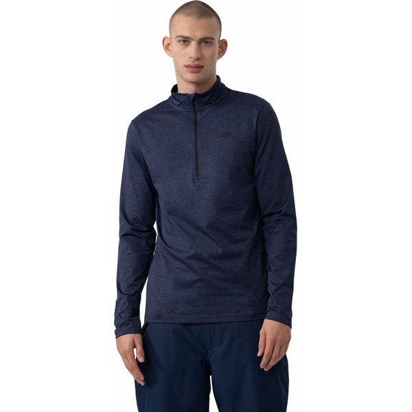 Longsleeve męski 4FAW23UBRUM036 4F - ciemny granat melanż