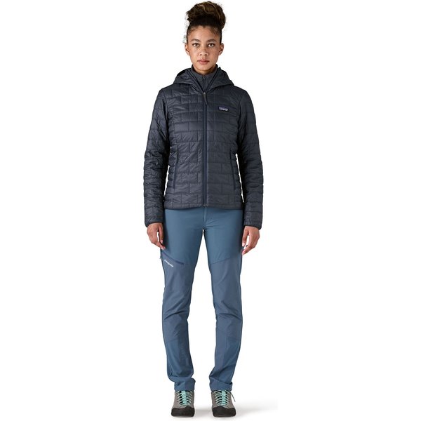 Kurtka puchowa damska Nano Puff Hoody Logo Patagonia - smolder blue
