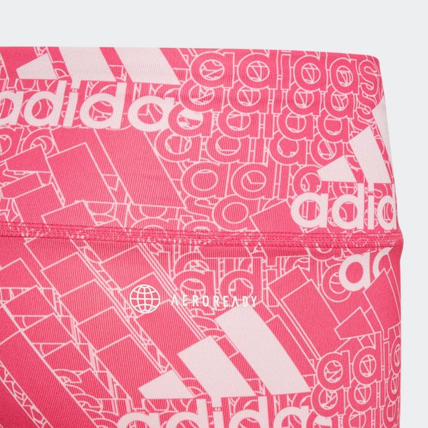 Legginsy juniorskie Aeroready Designed to Move Brand Love Long Tights Adidas - różowe