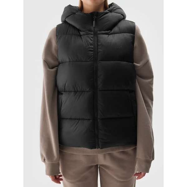 Kamizelka puchowa damska TVJAF141 4F - głęboka czerń