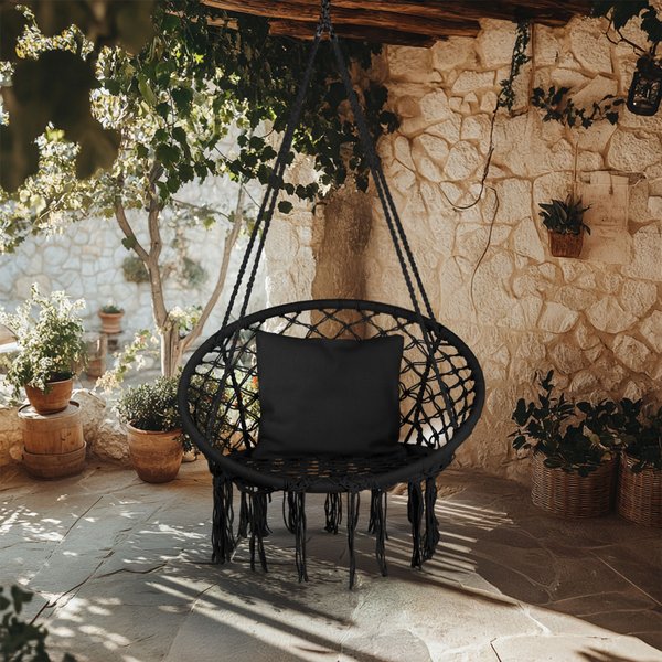 Huśtawka bocianie gniazdo boho XXL Luna Outtec - black