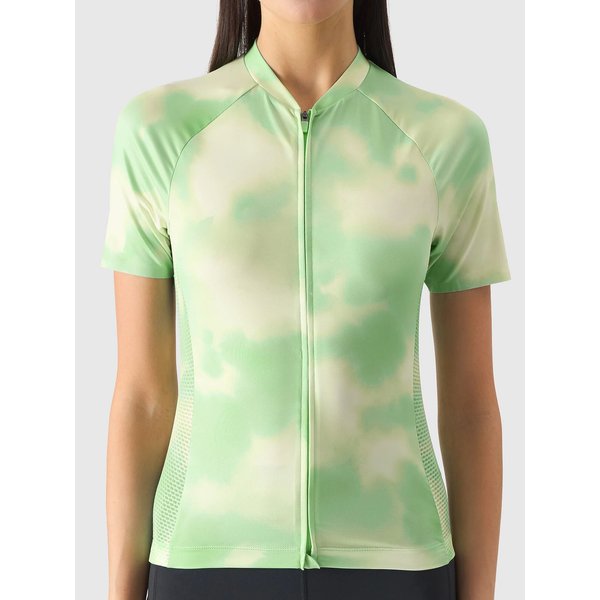 Koszulka rowerowa damska 4FSS24TFTSF489 4F - jasna zieleń allover
