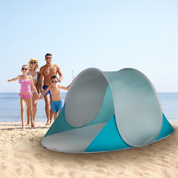 Namiot plażowy samorozkładający, parawan ogrodowy UV50 Outtec - turkusowy II