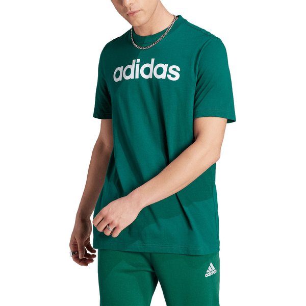 Koszulka męska Essentials Single Jersey Linear Embroidered Logo Tee Adidas - zielona