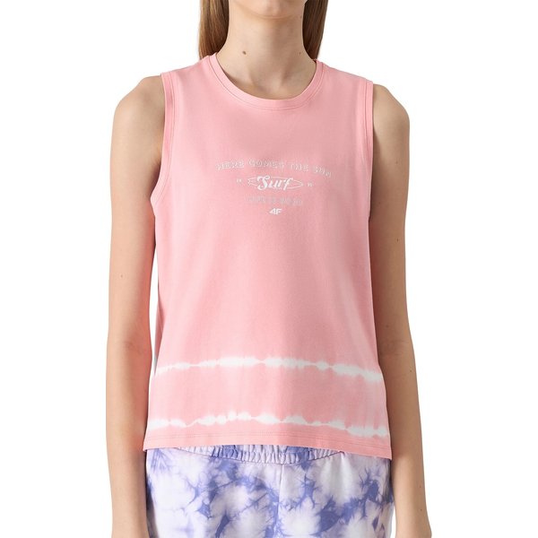 Bezrękawnik, top dziewczęcy 4FJWSS24TTSHF1145 4F - łososiowy neon