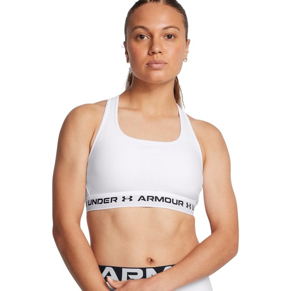 Biustonosz sportowy damski Crossback Mid Bra Under Armour - biały