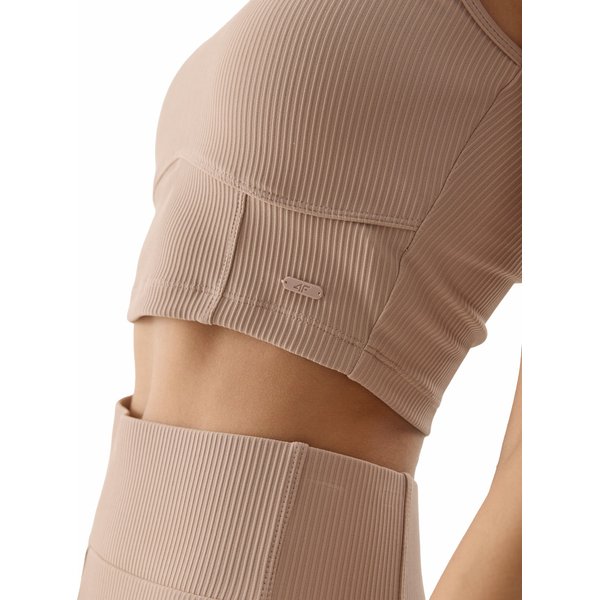 Bezrękawnik, crop top damski 4FWSS24TSLEF072 4F - beż