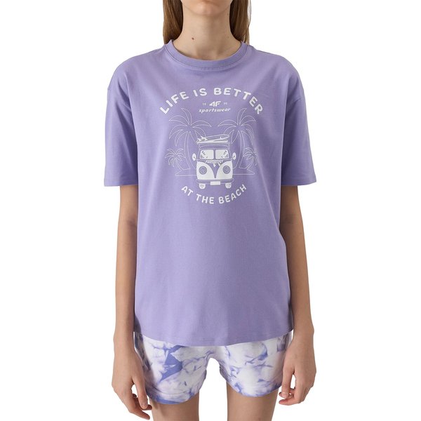 Koszulka dziewczęca 4FJWSS24TTSHF1146 4F - jasny fiolet