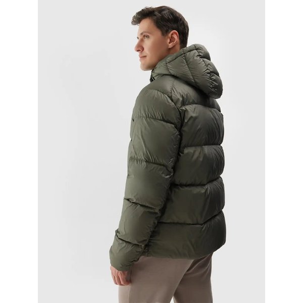 Kurtka puchowa męska TDJAM513 4F - oliwkowy