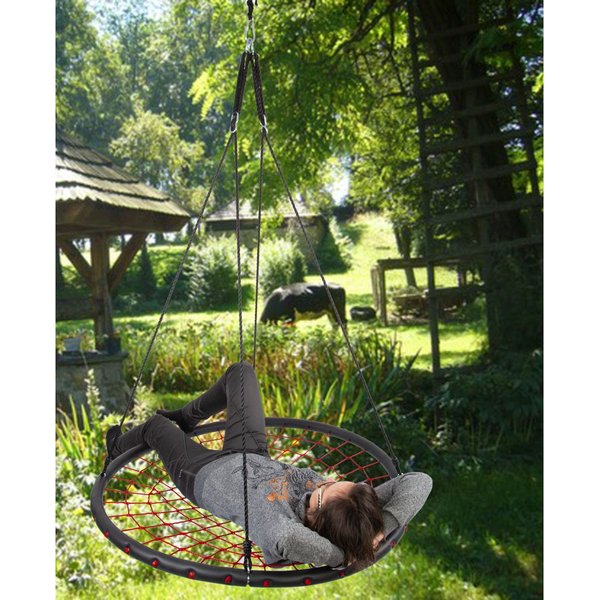 Huśtawka ogrodowa, bocianie gniazdo XXL 120cm Saska Garden - czerwona