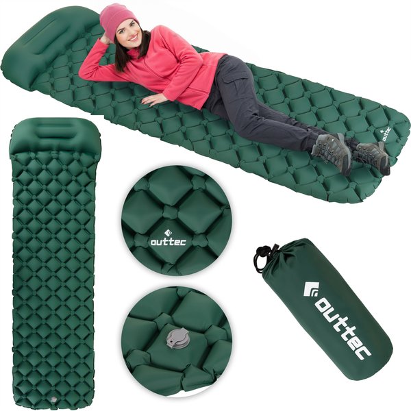 Materac trekkingowy dmuchany 238x70x5cm Outtec - green