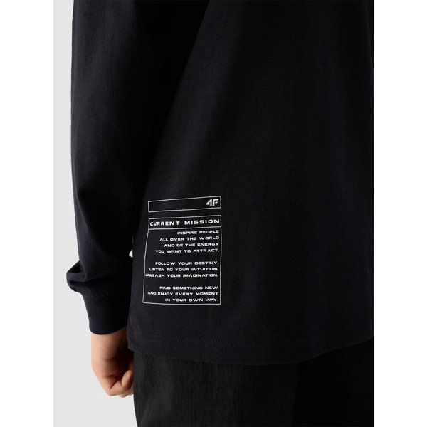 Longsleeve chłopięcy TLONM294 4F - głęboka czerń