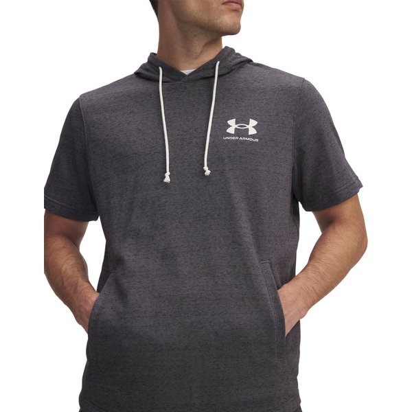 Koszulka męska Rival Terry Short Sleeve Hoodie Under Armour - szara