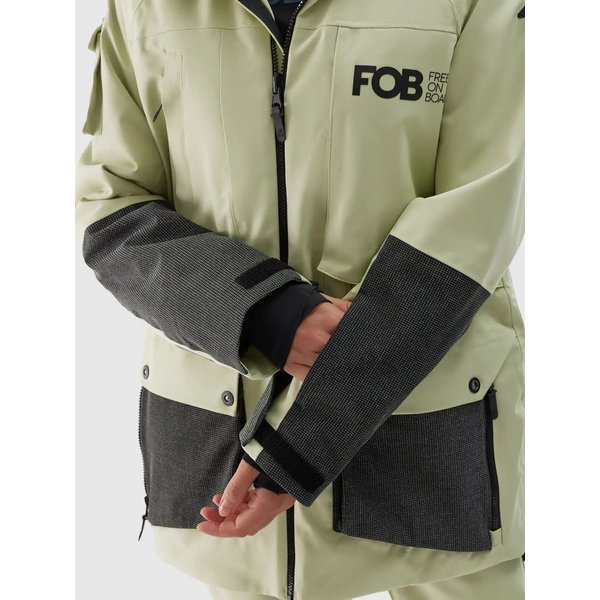 Kurtka snowboardowa damska TTJAF587 4F - oliwkowy