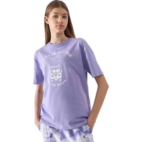 Koszulka dziewczęca 4FJWSS24TTSHF1146 4F - jasny fiolet