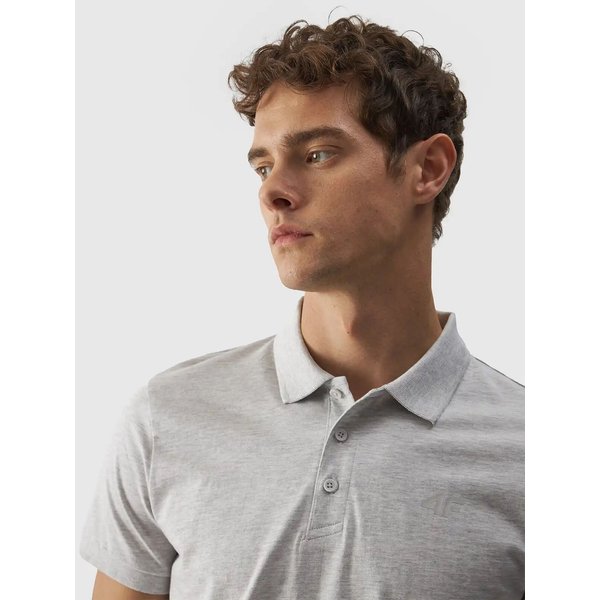 Koszulka męska polo 4FWMM00TPTSM316 4F - chłodny jasny szary melanż