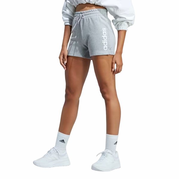 Spodenki damskie Essentials Linear French Terry Adidas - szare