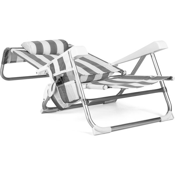 Krzesło plażowe z funkcją leżaka Sun Flex 2w1 Outtec - paski/szare