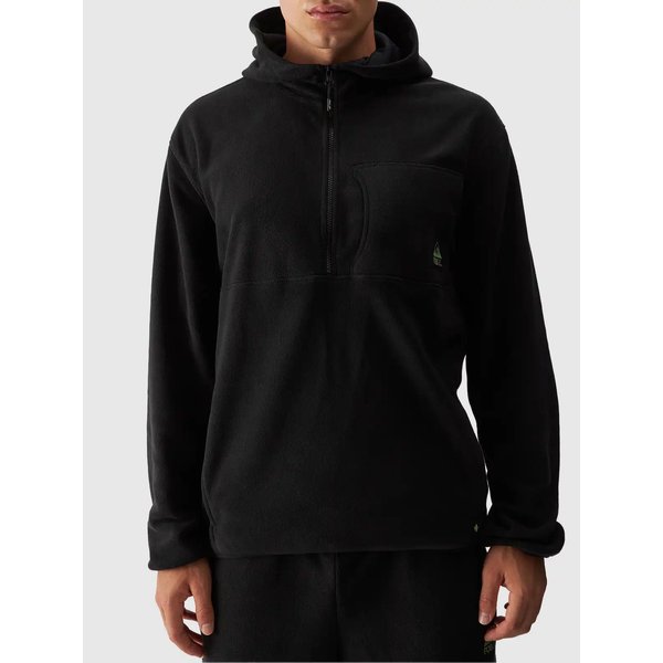 Bluza polarowa snowboardowa męska FOB TFLEM252 4F - głęboka czerń