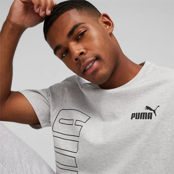 Koszulka męska Power Colorblock Tee Logo Puma - szary