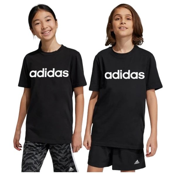 Koszulka juniorska Essentials Linear Logo Adidas - czarny