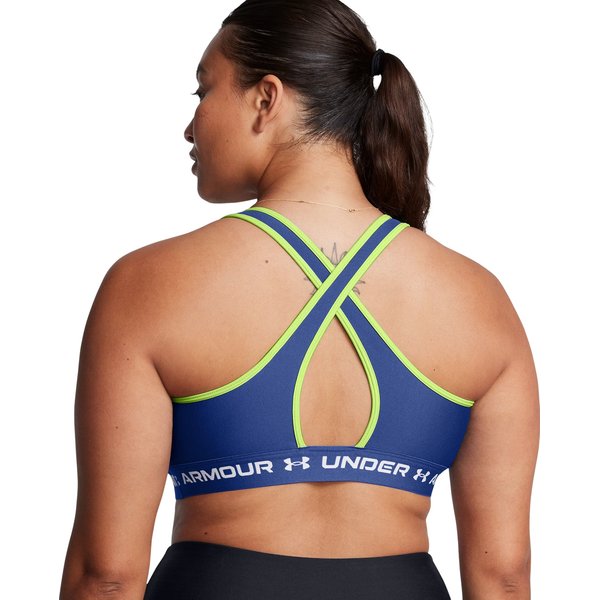 Biustonosz sportowy damski Crossback Mid Bra Under Armour - Tech Blue/Retro Green