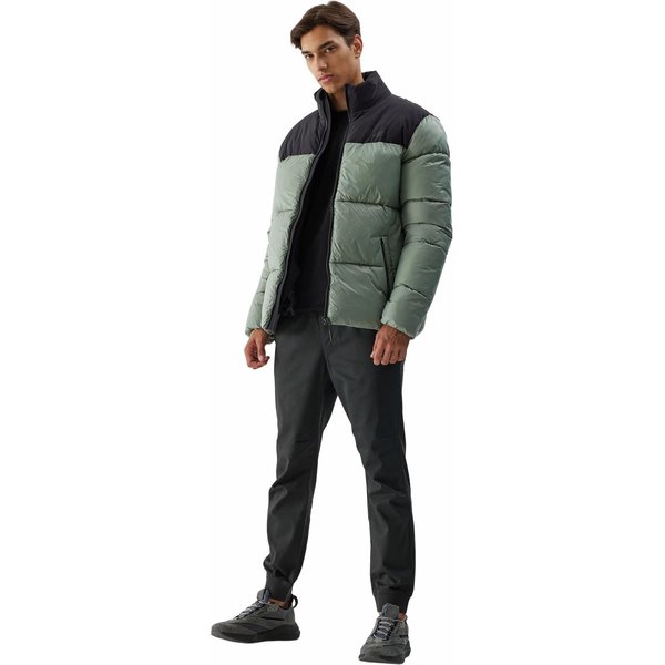 Kurtka puchowa męska 4FWAW23TDJAM348 4F - oliwkowy