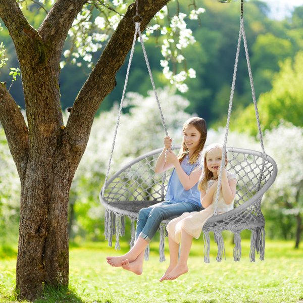 Huśtawka wisząca podwójna Boho Outtec - szara